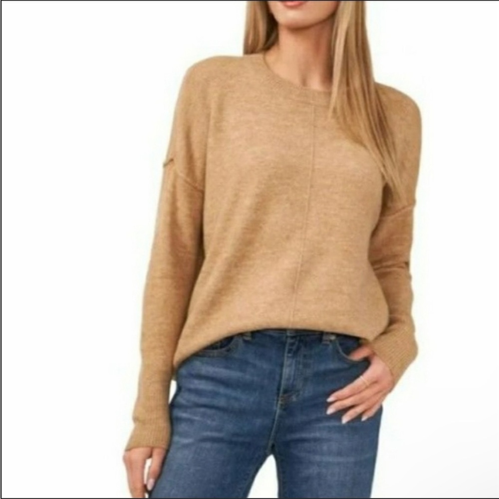 Vince Camuto Center Seam Crew Neck in Latte Heather Sweater - Size XXL